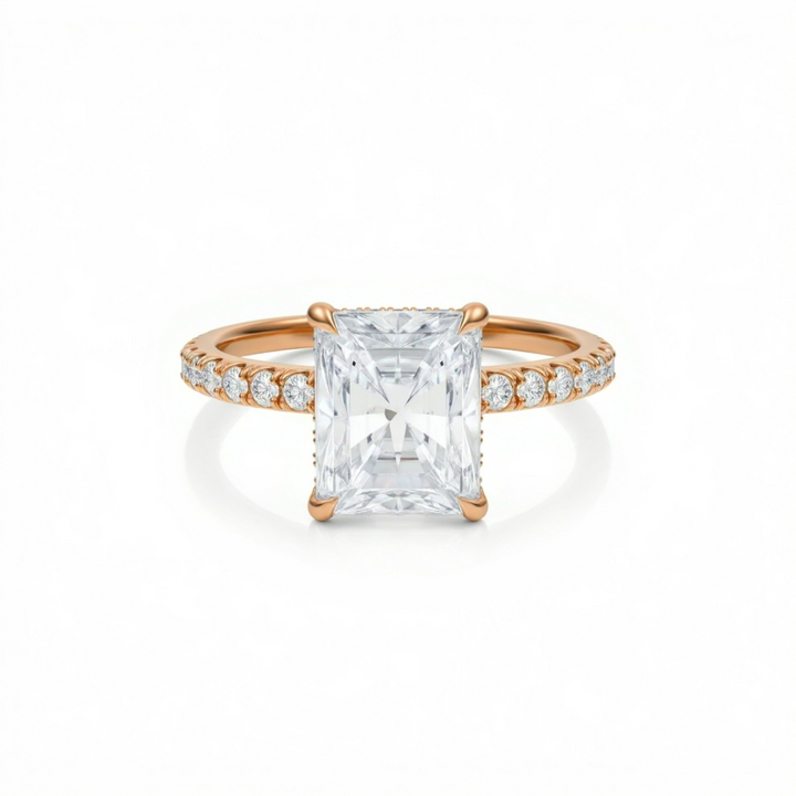 Radiant Diamond Basket With Pave Ring