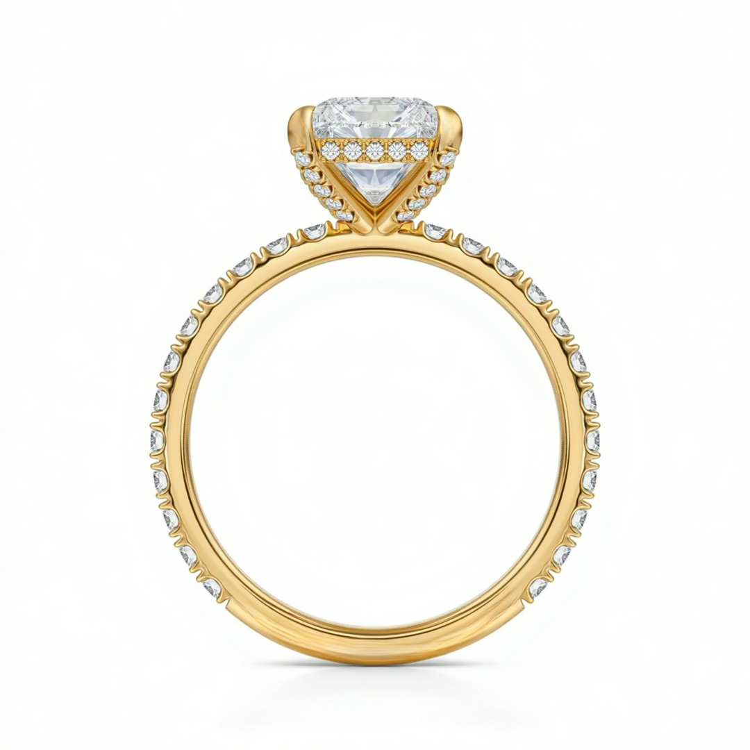 Radiant Diamond Basket With Pave Ring