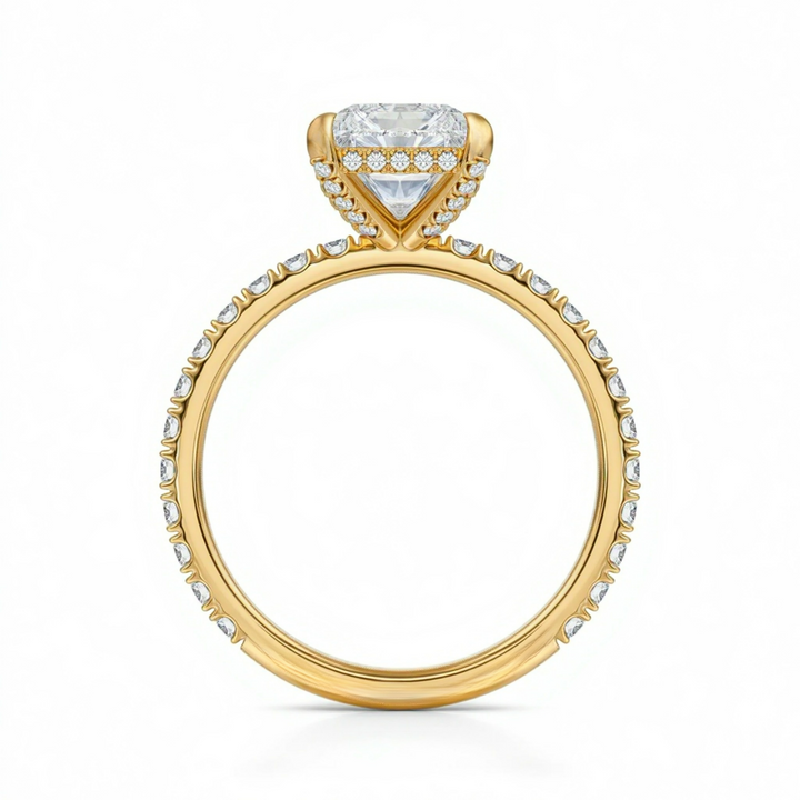 Radiant Diamond Basket With Pave Ring