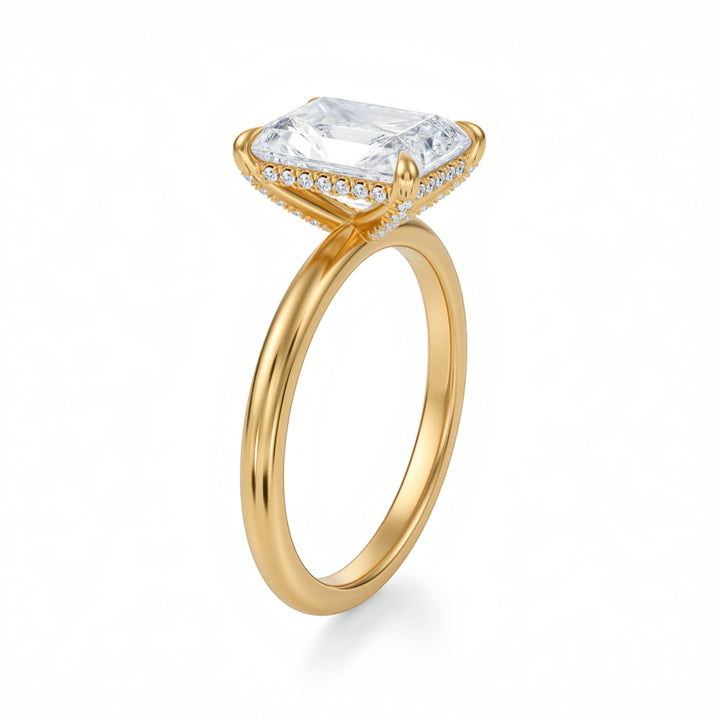 Radiant Solitaire Ring With Diamond Basket