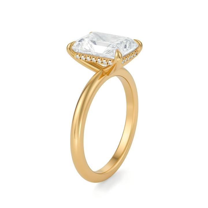 Radiant Solitaire Ring With Hidden Halo