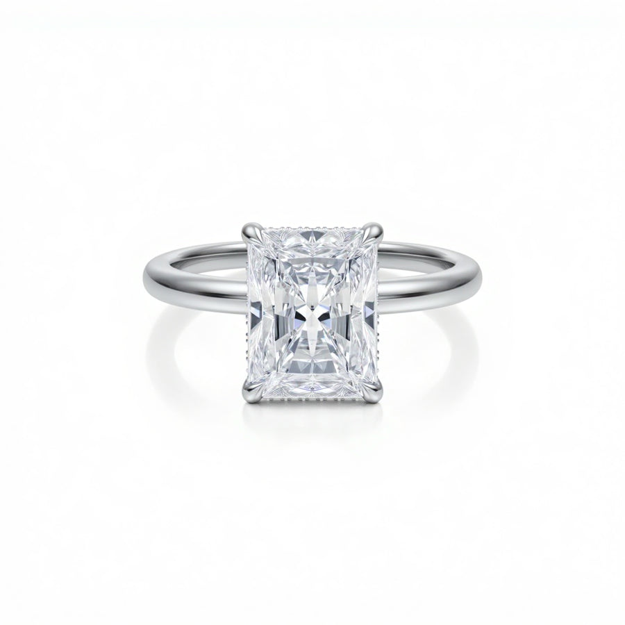 Radiant Solitaire Ring With Hidden Halo