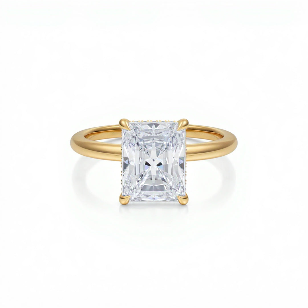 Radiant Solitaire Ring With Hidden Halo