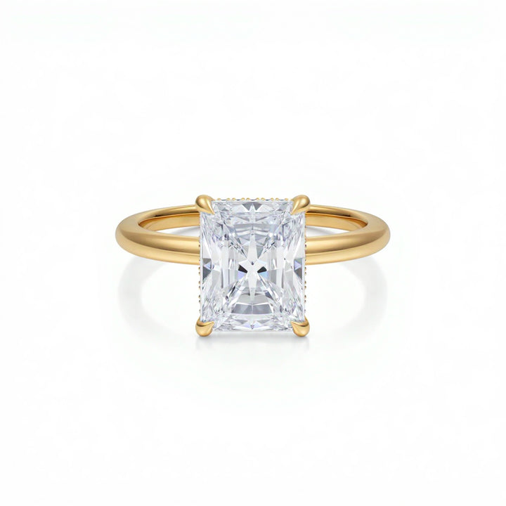 Radiant Solitaire Ring With Hidden Halo