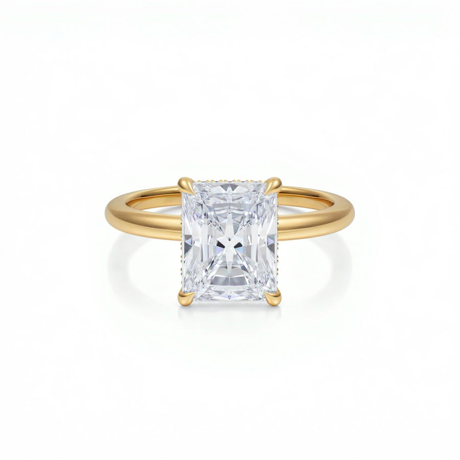 Radiant Solitaire Ring With Hidden Halo