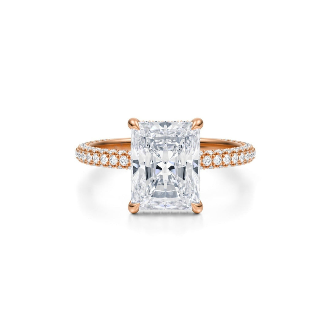 Radiant Hidden Halo with Three Row Pave Band