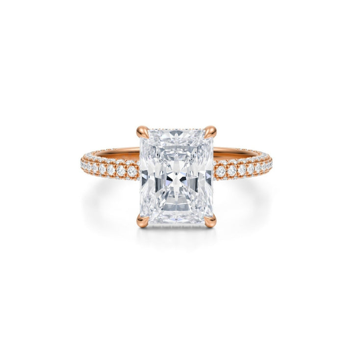 Radiant Hidden Halo with Three Row Pave Band
