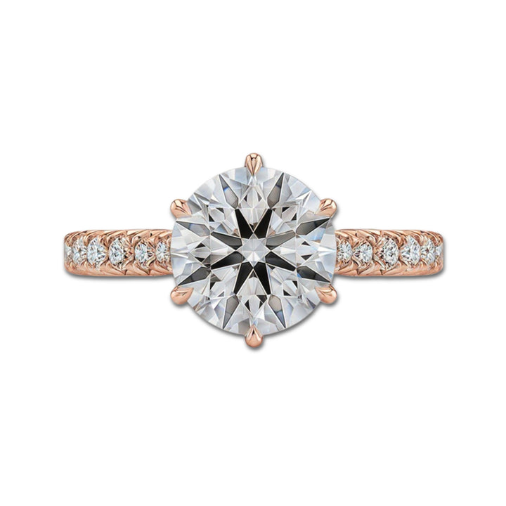 Round Diamond Cathedral Tulip with French Pave Ring