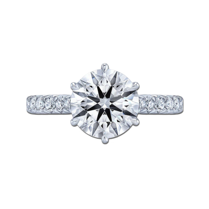 Round Diamond Cathedral Tulip with French Pave Ring