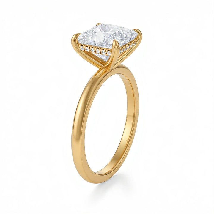 Princess Solitaire Ring With Hidden Halo