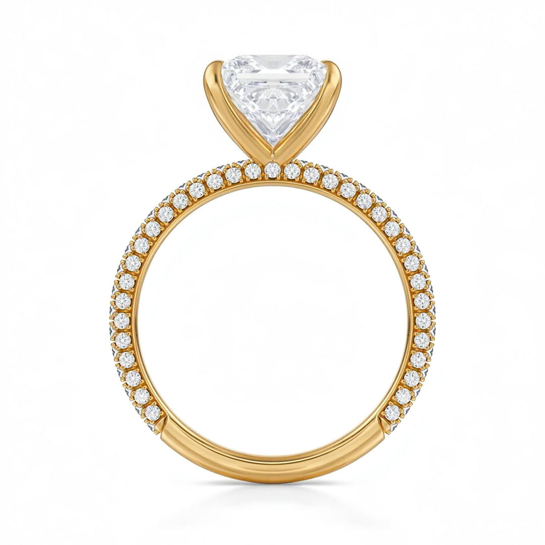 Princess Three Row Pave Ring
