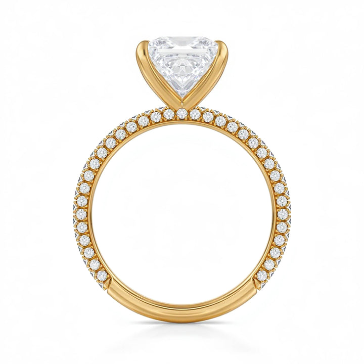 Princess Three Row Pave Ring