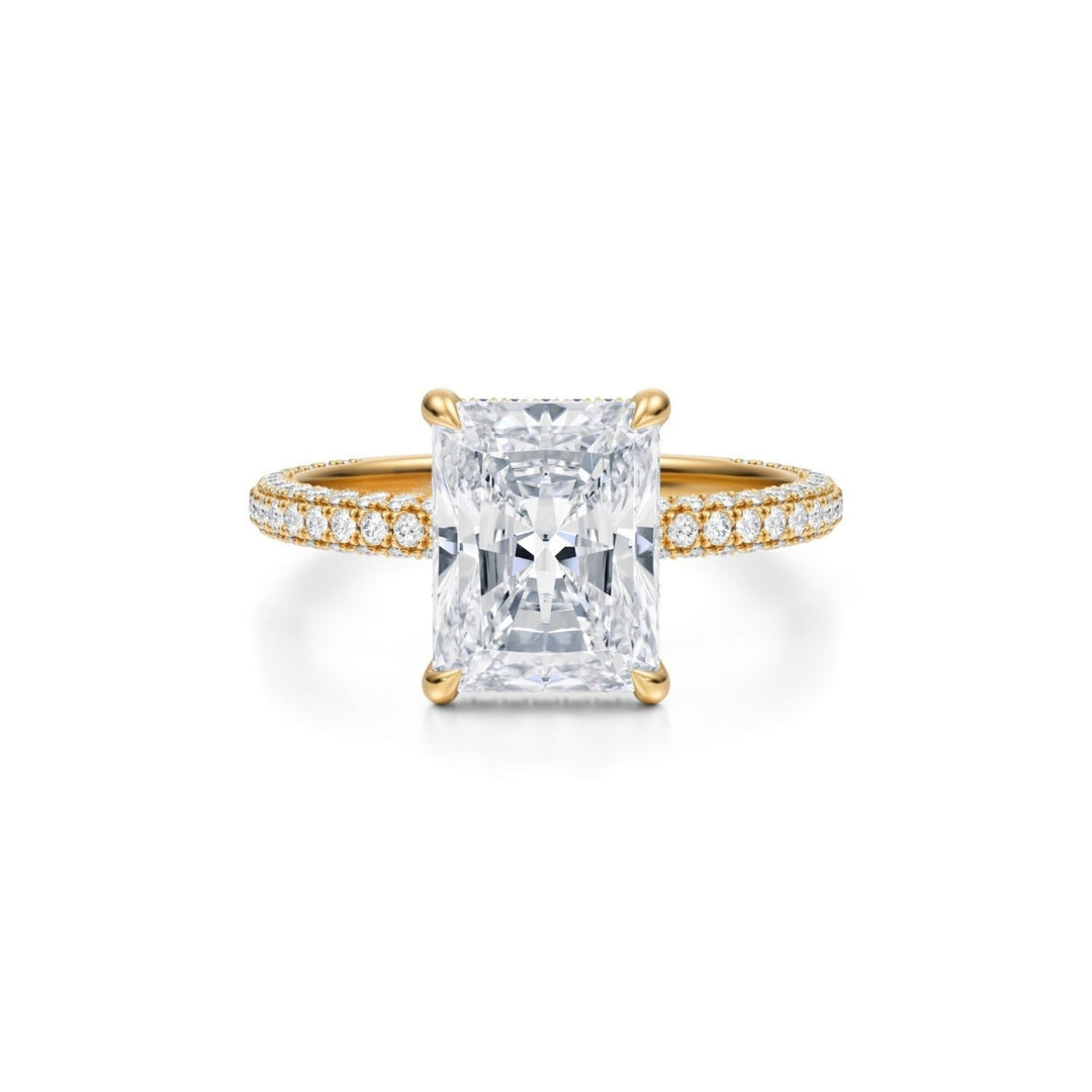 Radiant Hidden Halo with Three Row Pave Band