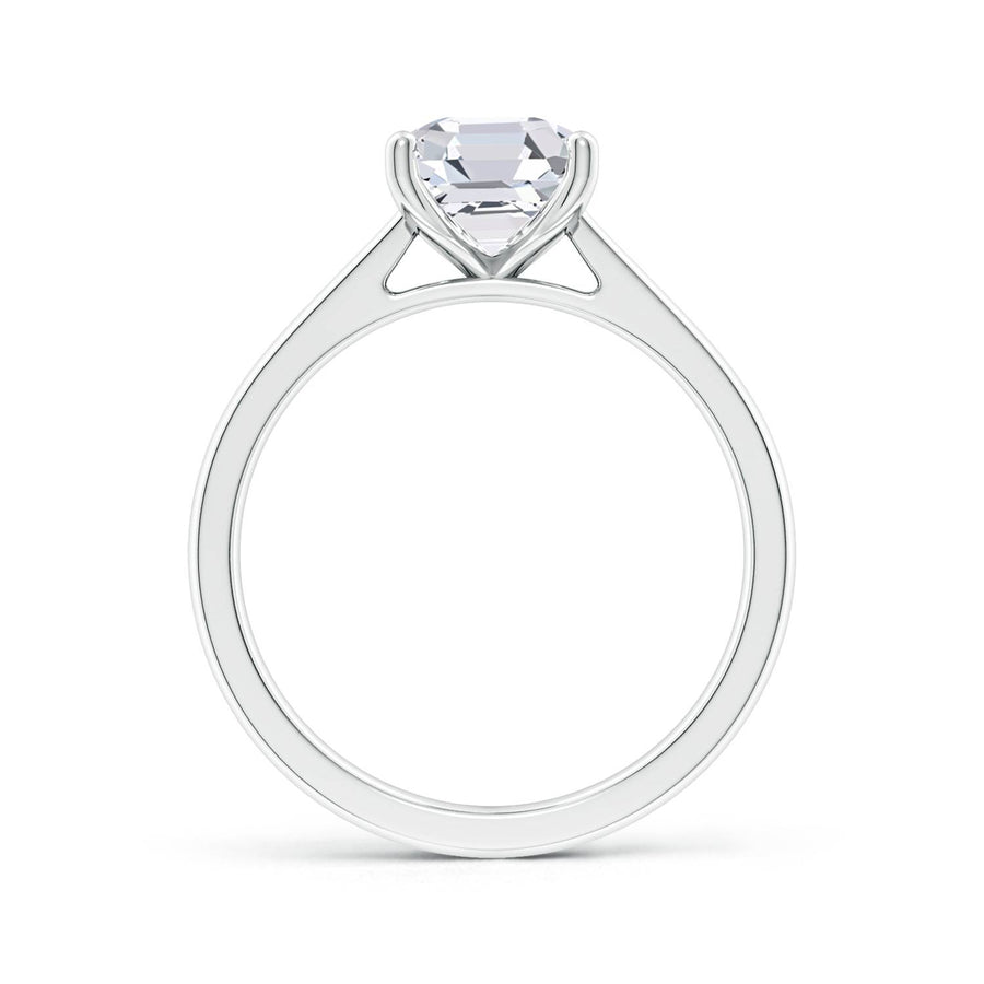 Asscher Reverse Tapered Shank Cathedral Engagement Ring