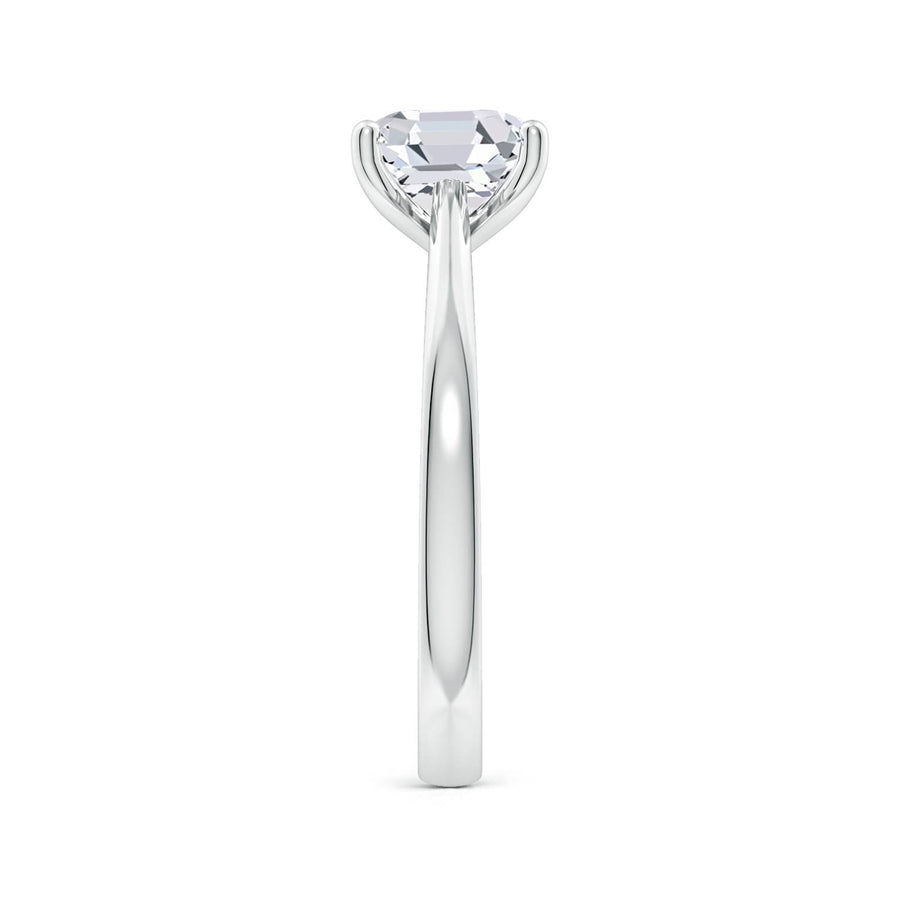 Asscher Reverse Tapered Shank Cathedral Engagement Ring