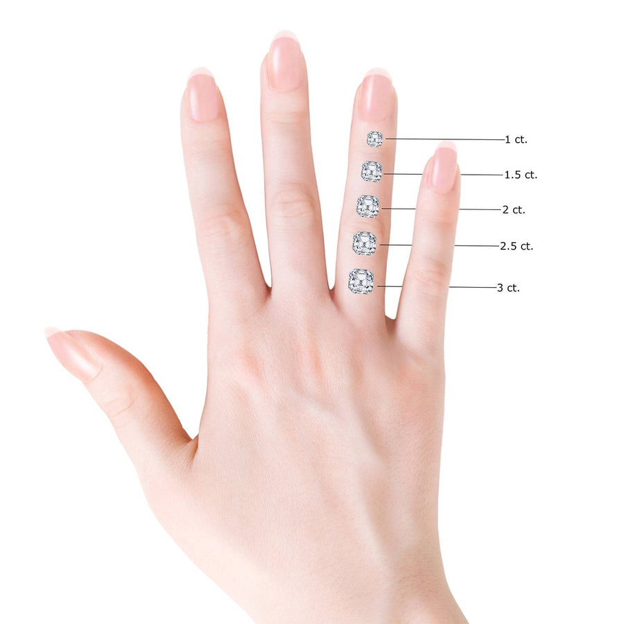 Asscher Reverse Tapered Shank Cathedral Engagement Ring