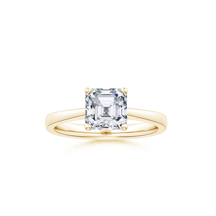Asscher Reverse Tapered Shank Cathedral Engagement Ring