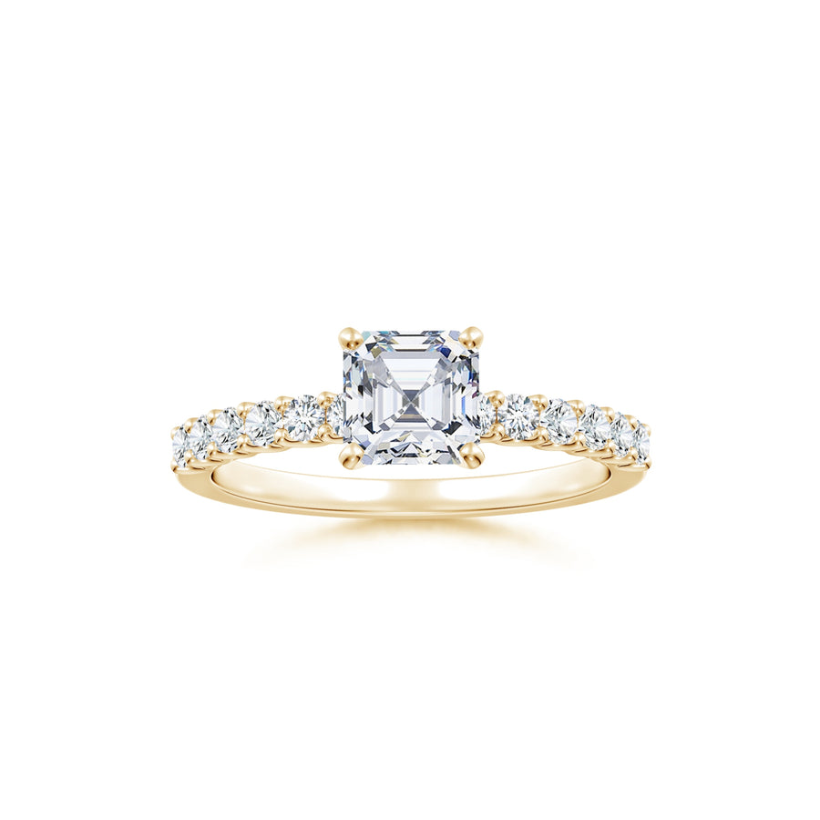 Asscher-Cut Solitaire Engagement Ring with Accents