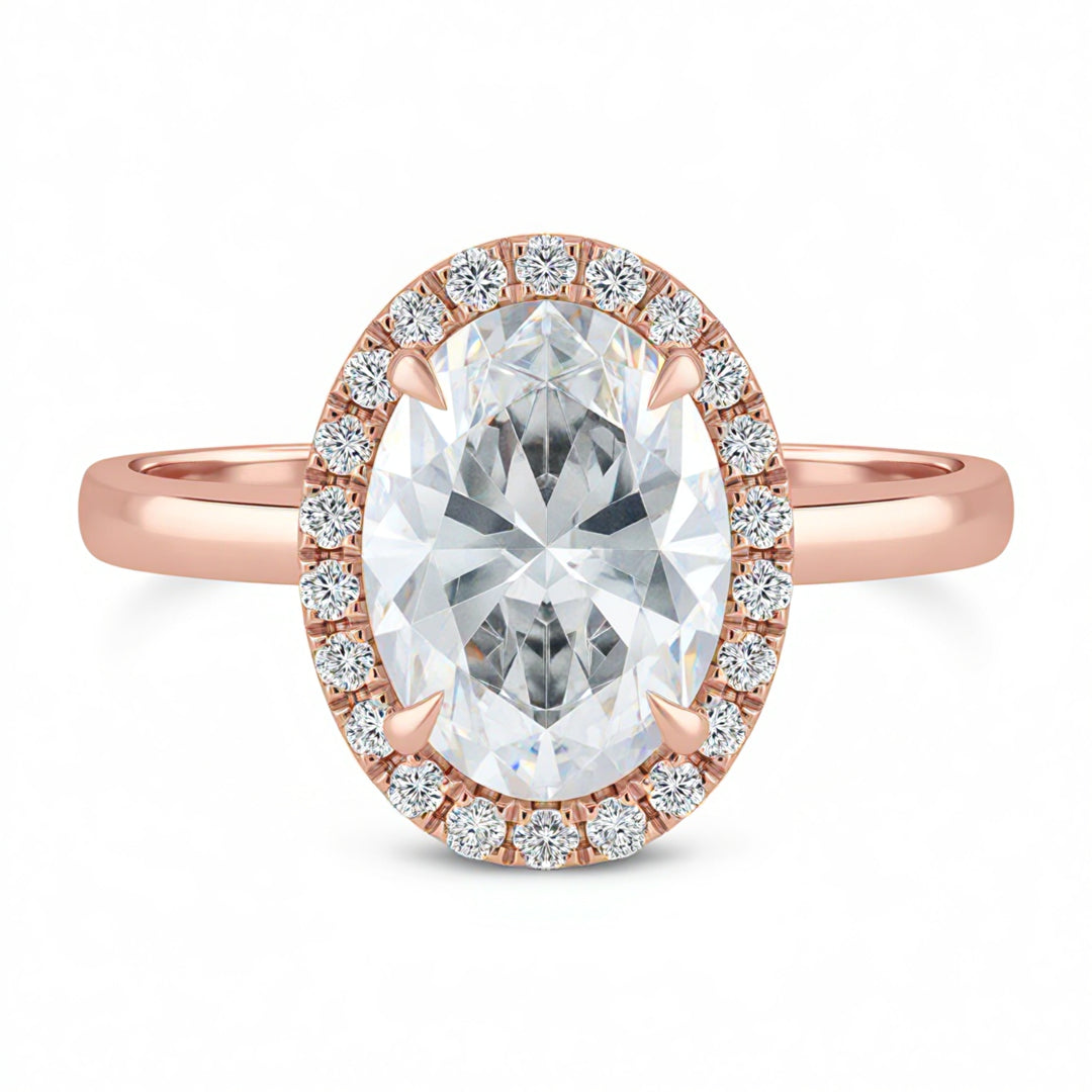 Oval Halo Solitaire Ring