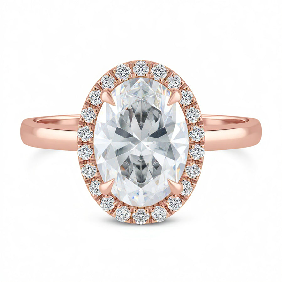 Oval Halo Solitaire Ring
