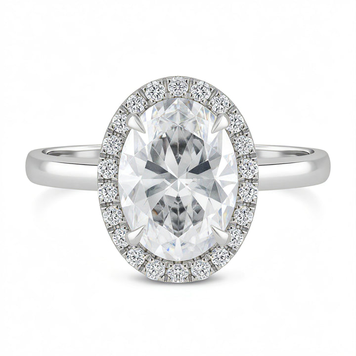 Oval Halo Solitaire Ring