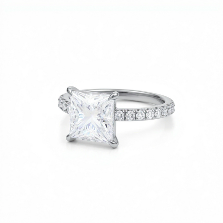 Princess Diamond Basket With Pave Ring