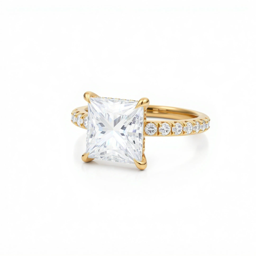 Princess Diamond Basket With Pave Ring