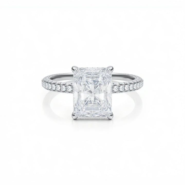Radiant Three Row Pave Ring With Pave Prongs