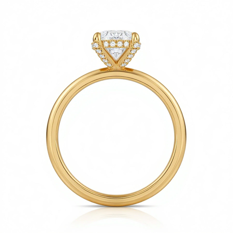 Oval Solitaire Ring With Diamond Basket
