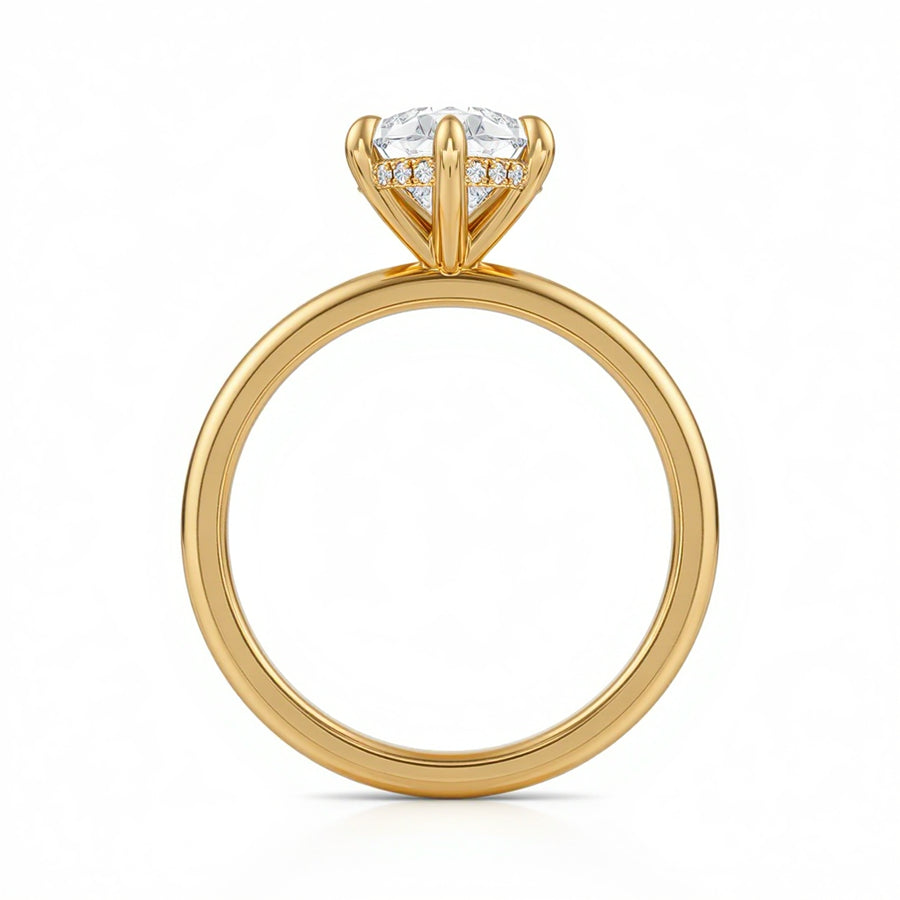 Pear Solitaire Ring With Hidden Halo