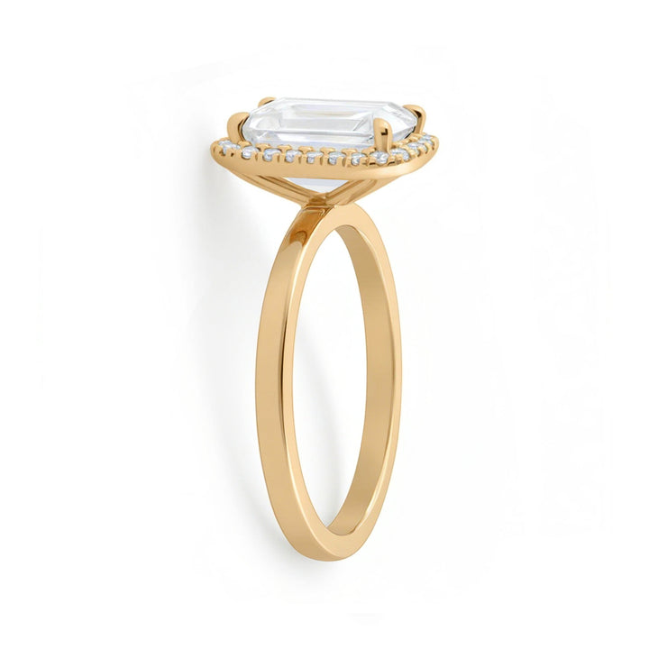 Emerald Halo Solitaire Ring