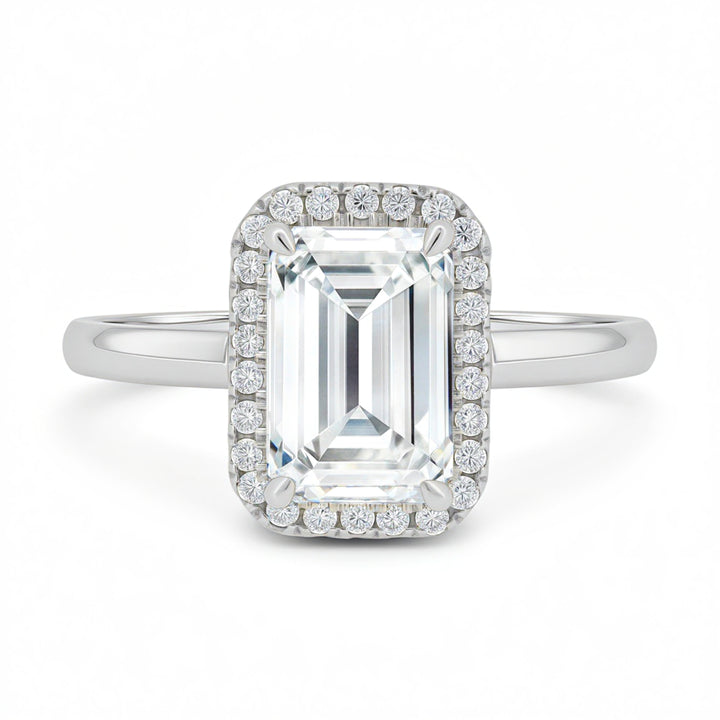 Emerald Halo Solitaire Ring