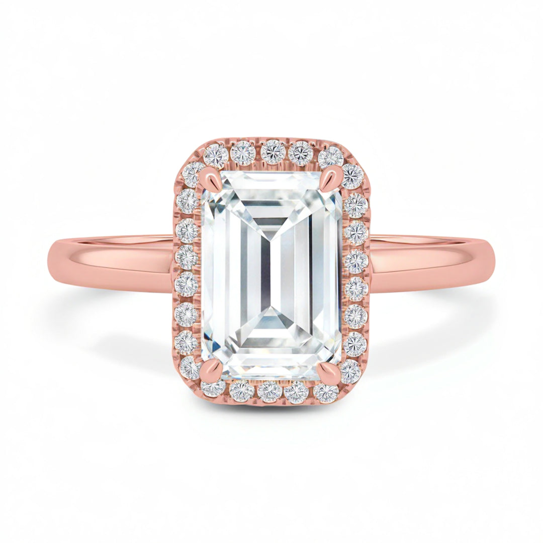 Emerald Halo Solitaire Ring