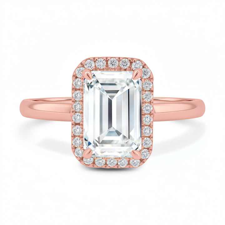 Emerald Halo Solitaire Ring