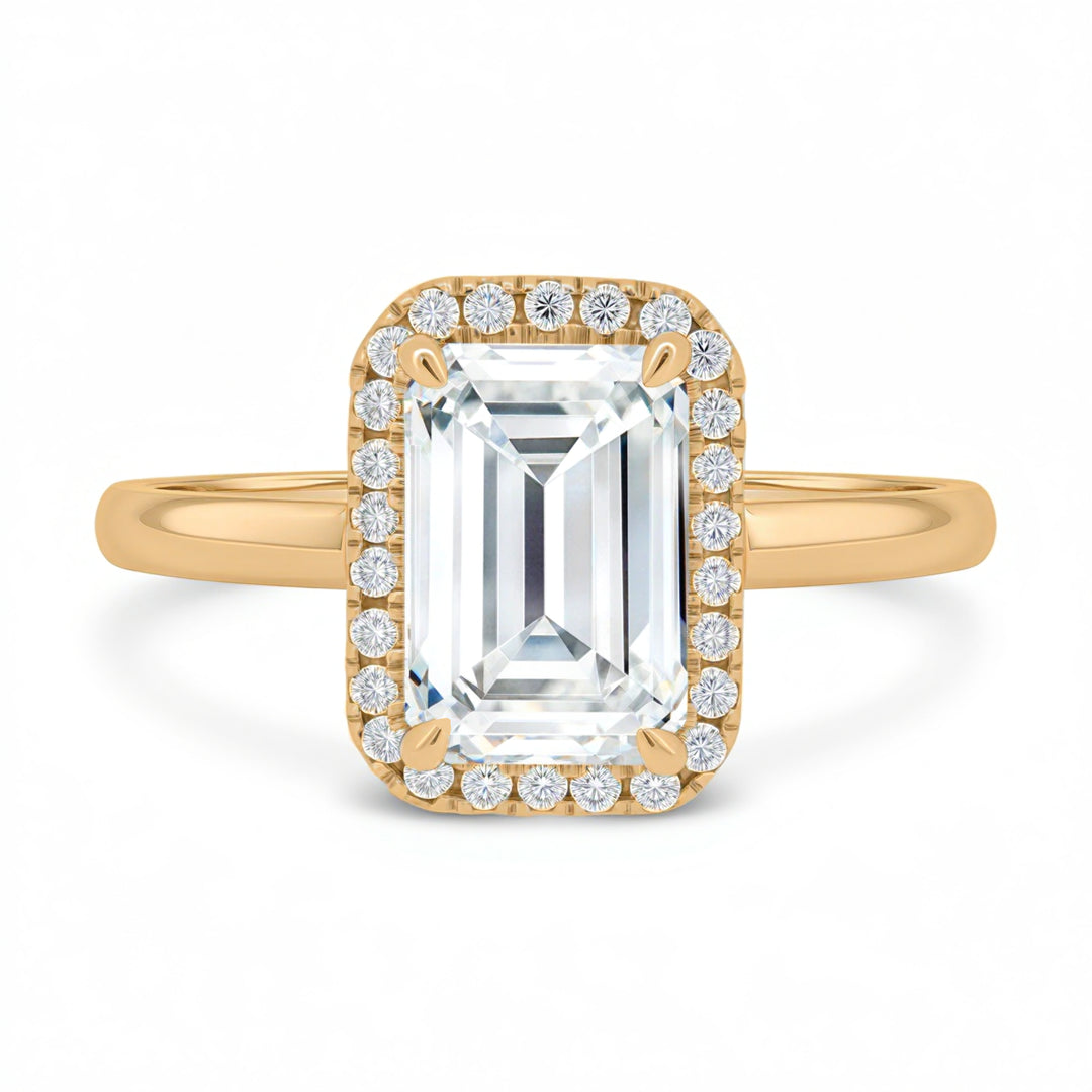 Emerald Halo Solitaire Ring