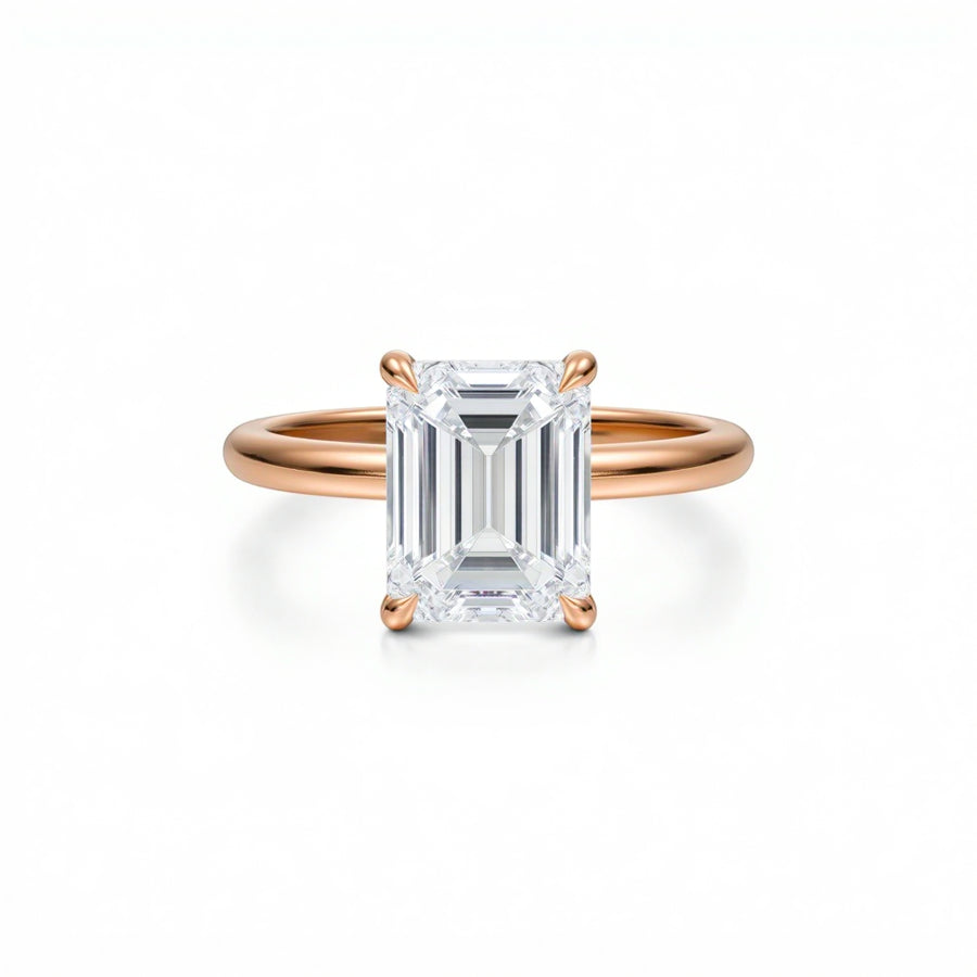 Emerald Solitaire Ring With Pave Prongs