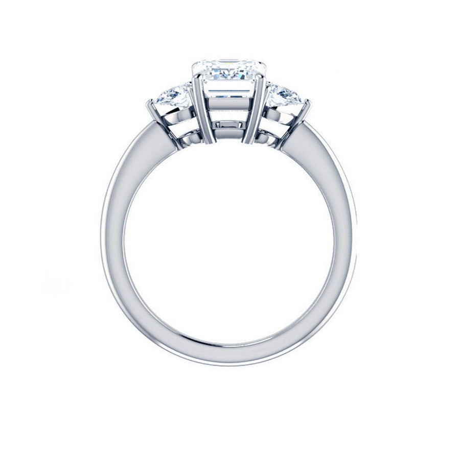 Emerald Trilogy Ring With Pear Side Stones