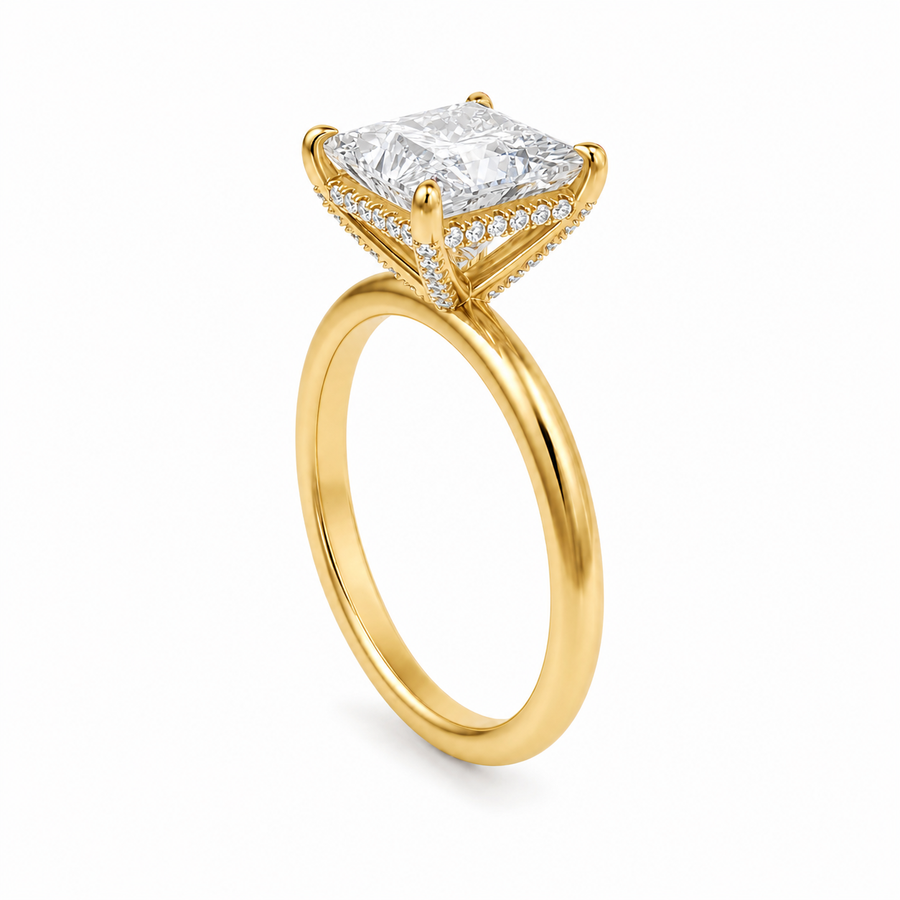 Princess Solitaire Ring With Diamond Basket