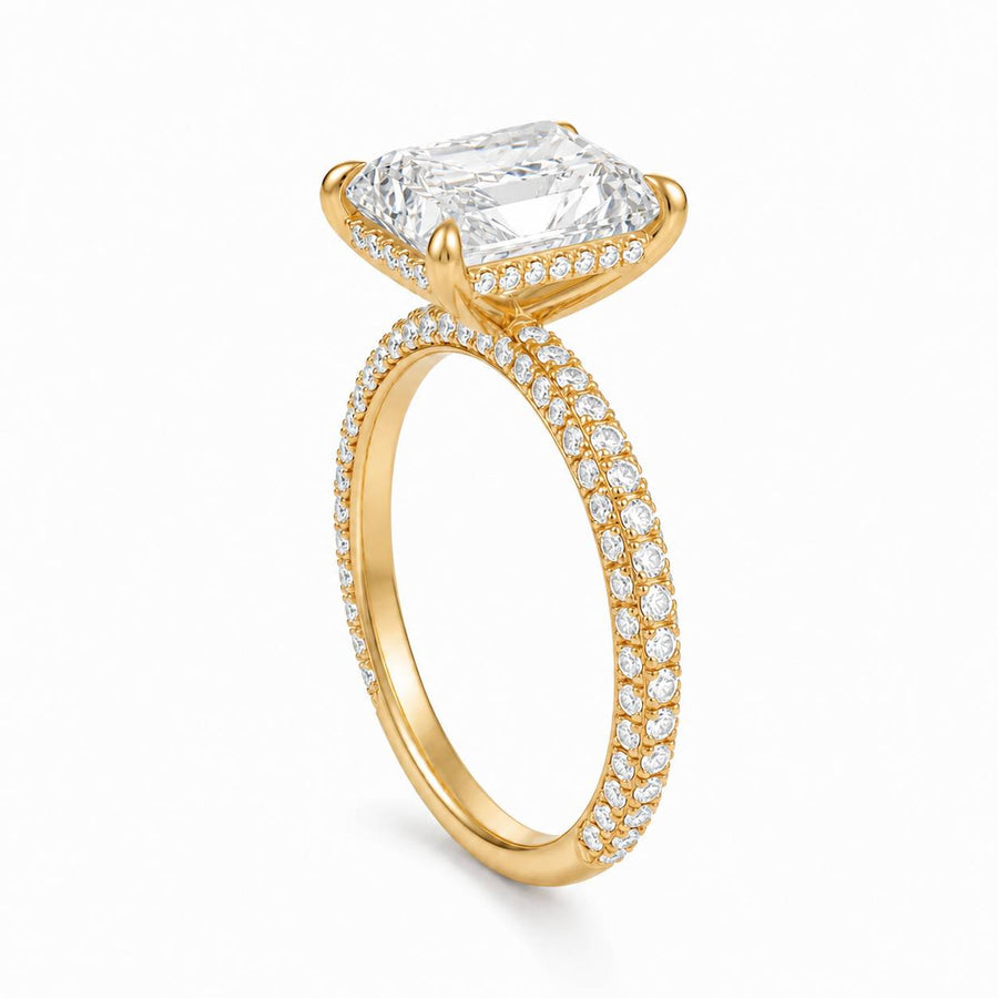 Radiant Hidden Halo with Three Row Pave Band