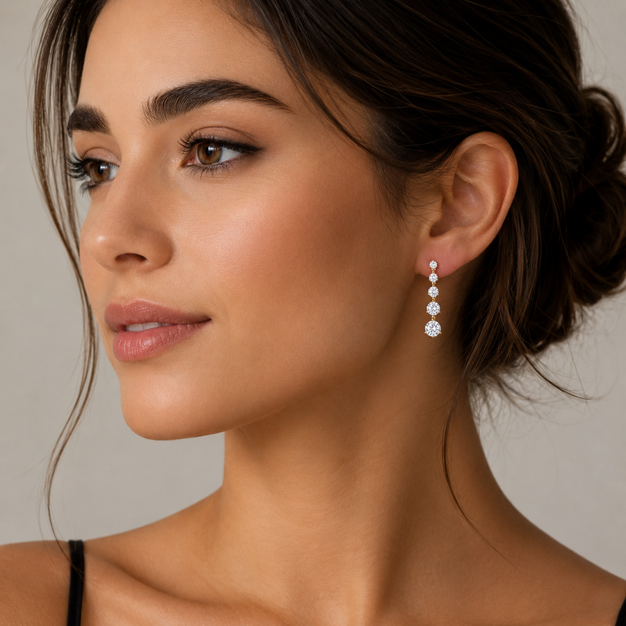5 Graduated Round Lab Grown Diamond Dangle Earrings