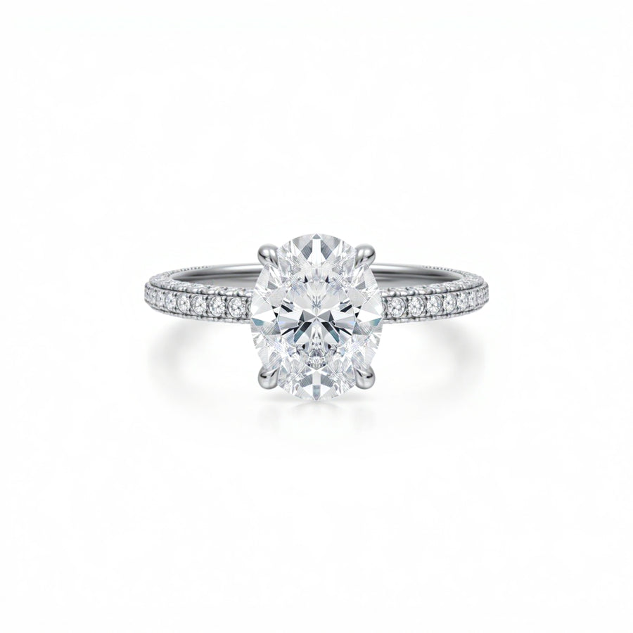 Oval Three Row Pave Ring