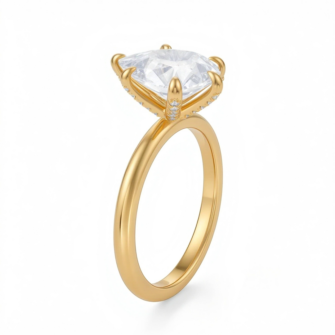 Pear Solitaire Ring With Pave Prongs