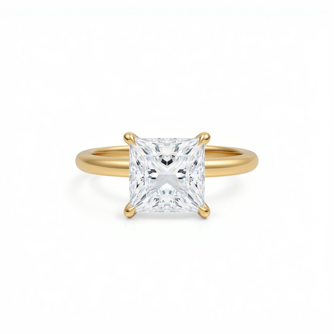 Princess Solitaire Ring With Pave Prongs