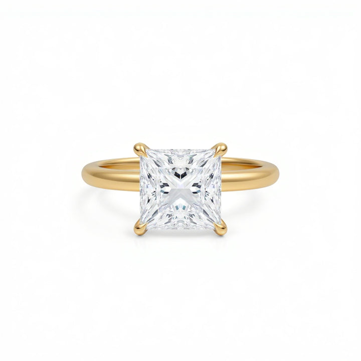 Princess Solitaire Ring With Pave Prongs