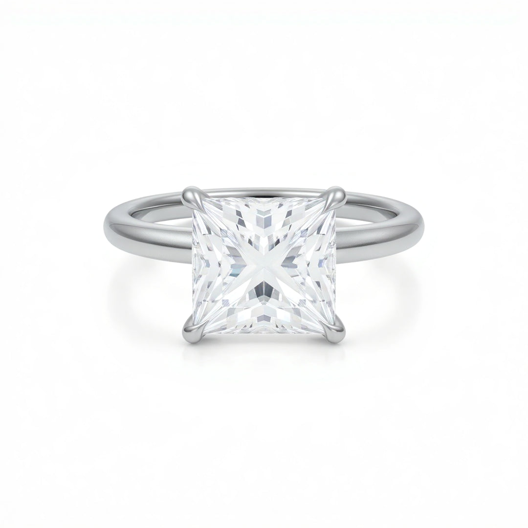 Princess Solitaire Ring With Pave Prongs