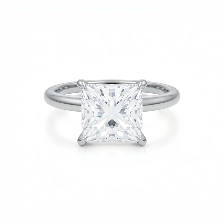 Princess Solitaire Ring With Pave Prongs