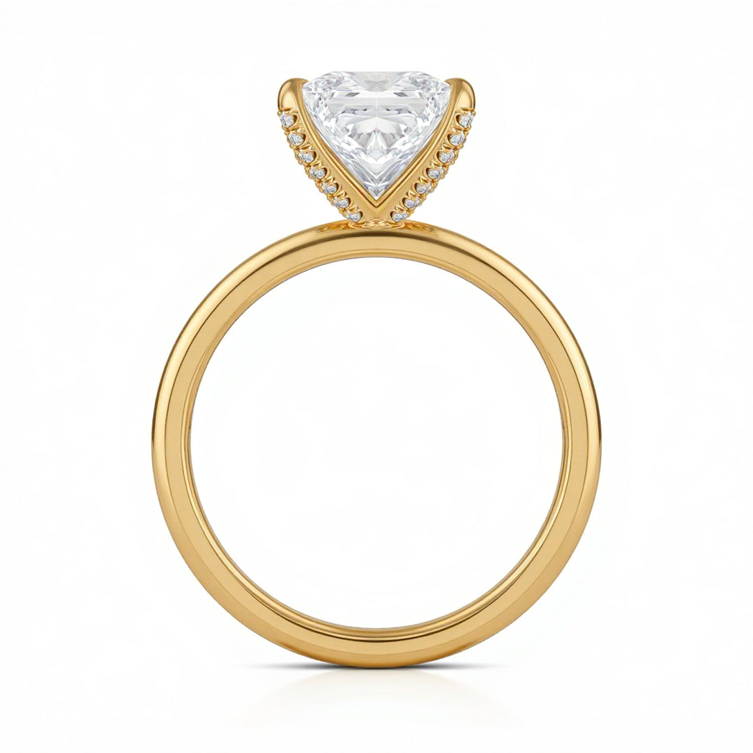 Princess Solitaire Ring With Pave Prongs