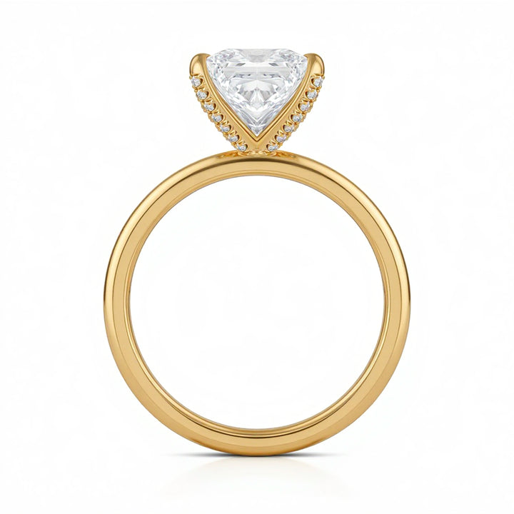 Princess Solitaire Ring With Pave Prongs