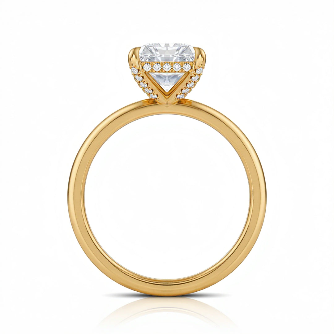 Radiant Solitaire Ring With Diamond Basket