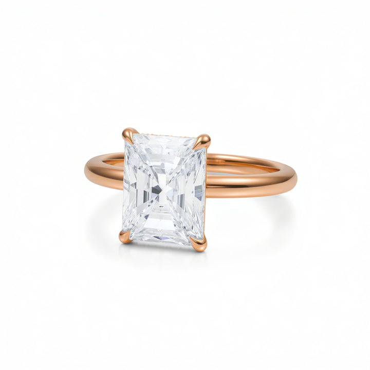 Radiant Solitaire Ring With Diamond Basket